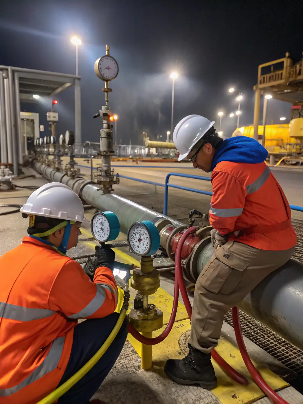 A team of certified technicians performing maintenance on a gas installation, highlighting our reliable service.